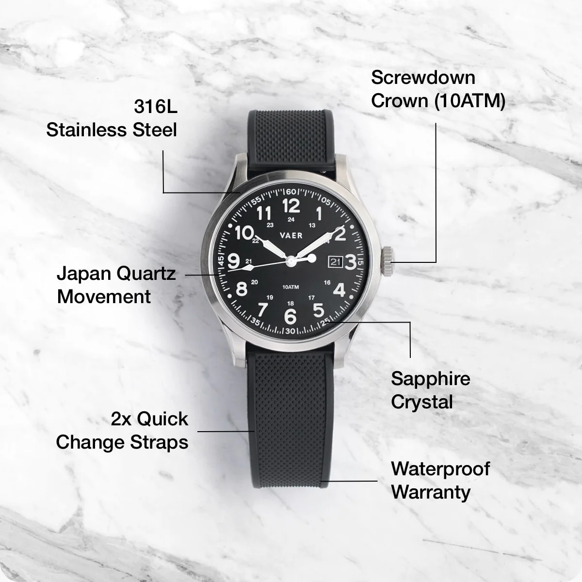 S5 Calendar Field Black - 42mm Quartz - Image 4