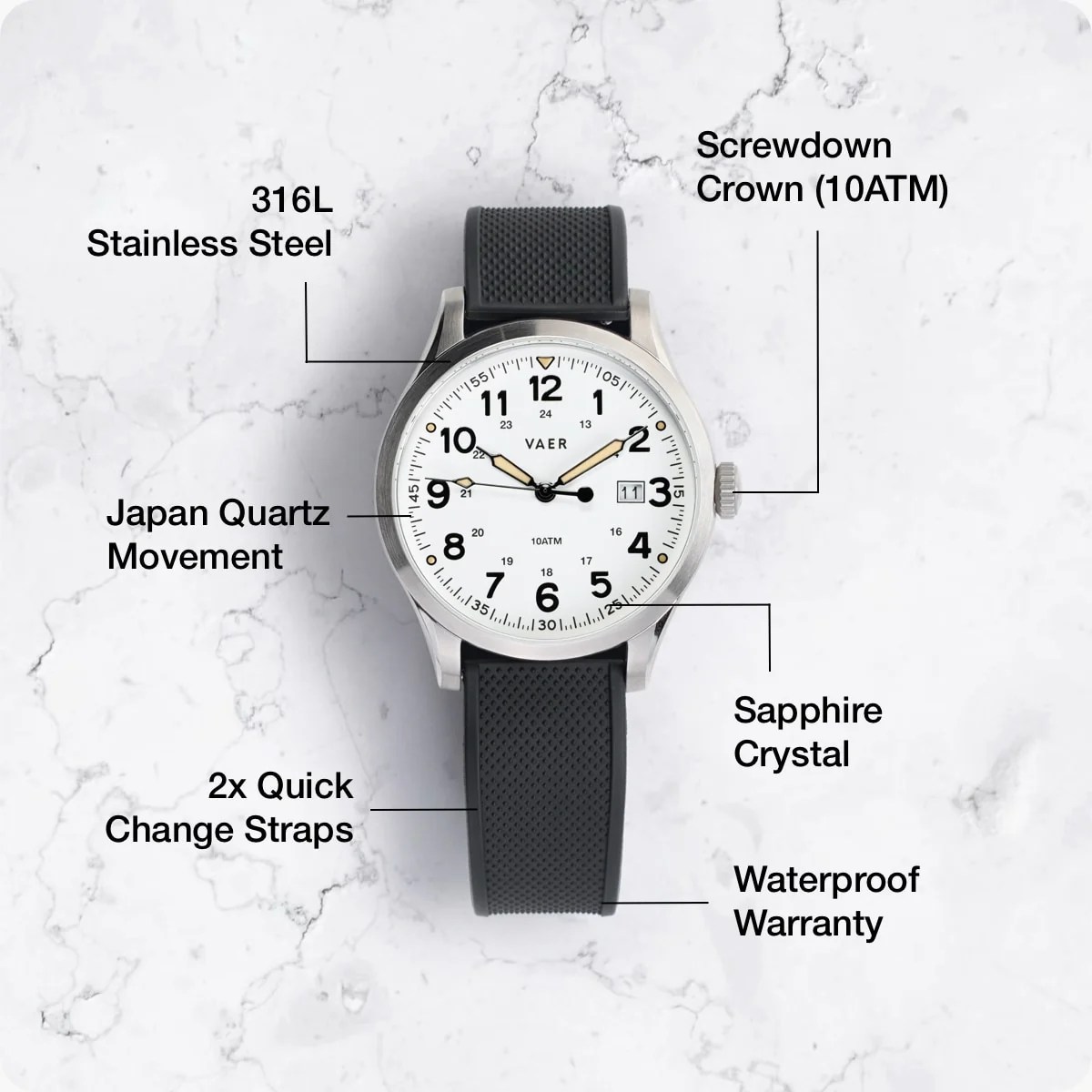 S5 Calendar Field White - 42mm Quartz - Image 4